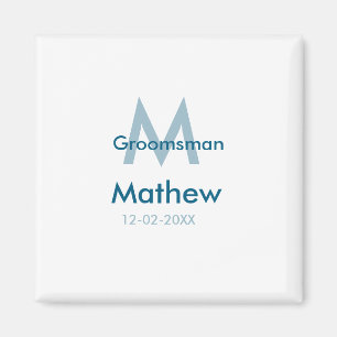 Aimant Navy bleu nom de garçon d'honneur lettre date masc