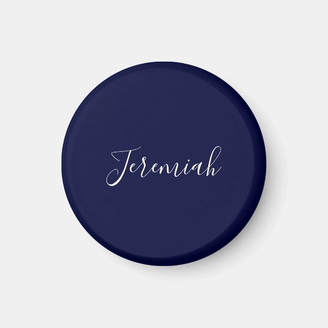 Aimant Navy Blue Color Plain Modern Own Name Calligraphy (Devant)