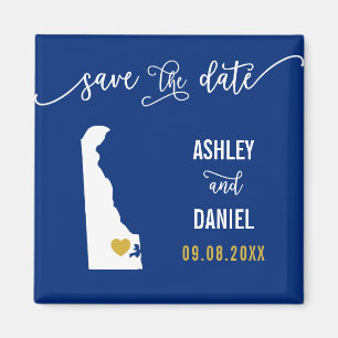 Aimant Navy Delaware Wedding Save the Date Map