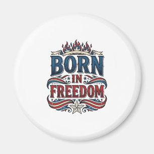 Aimant Né dans le maillot de vecteur vintage patriotique