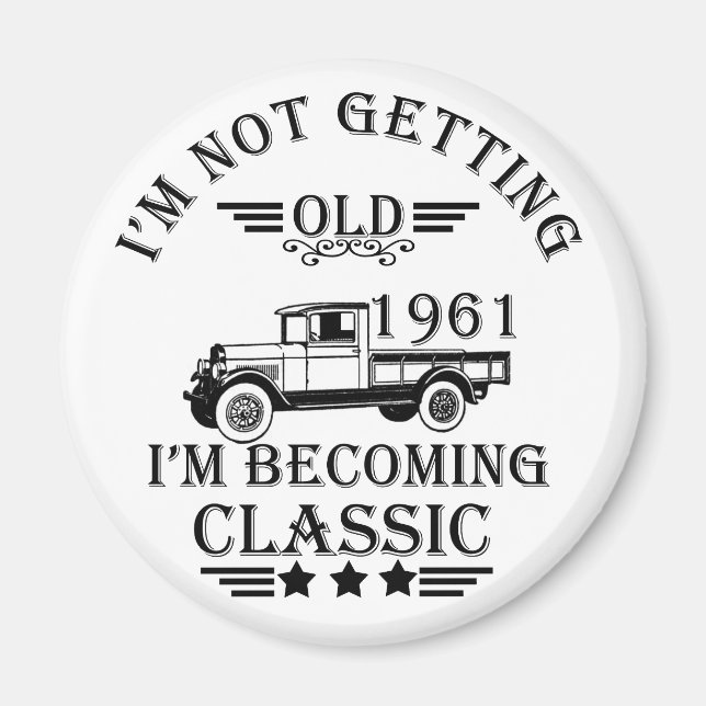 Aimant né en 1961 vintage anniversaire homme cadeau (Devant)