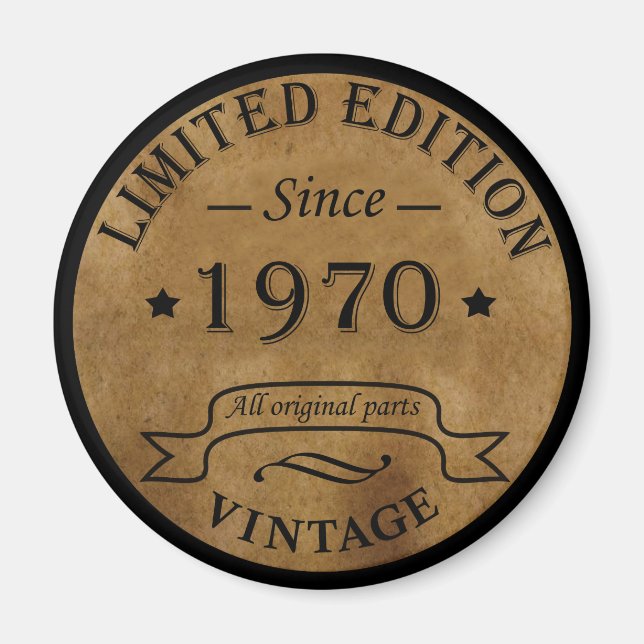 Aimant Né en 1970 anniversaire vintage (Devant)