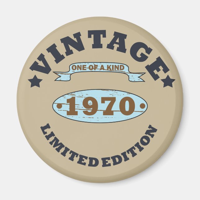 Aimant Né en 1970 cadeau d'anniversaire vintage (Devant)