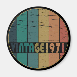 Aimant Né en 1971 style vintage coloré anniversaire