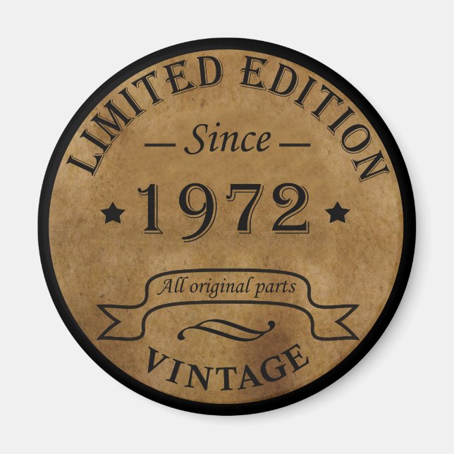 Aimant né en 1972 anniversaire vintage (Devant)