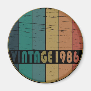 Aimant Né en 1986 style vintage coloré anniversaire