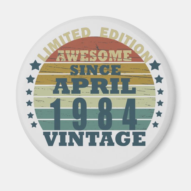 Aimant né en avril 1984 anniversaire vintage (Devant)