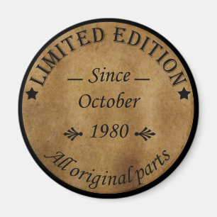 Aimant né en octobre 1980 anniversaire vintage