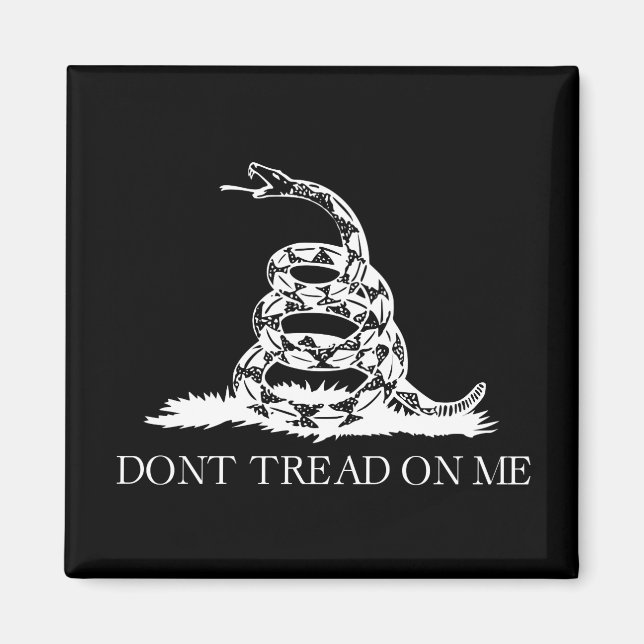 Aimant Ne marche pas sur moi Drapeau Gadsden NOIR ET BLAN (Devant)