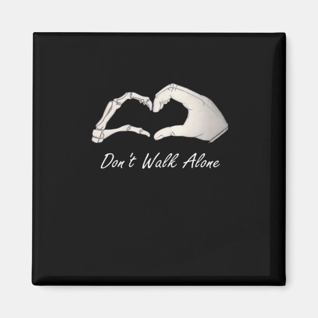 Aimant Ne pas marcher - Classique Blanc - Squelette Coeur (Devant)