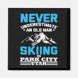 Aimant Ne sous-estimez jamais un vieil homme skier dans l