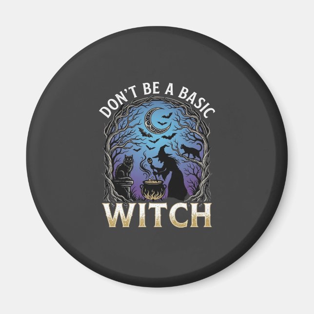 Aimant Ne Soyez Sorcière De Base Pot De Halloween Chats N (Devant)