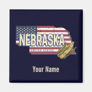 Aimant Nebraska États-Unis Retro State Map Vintage USA
