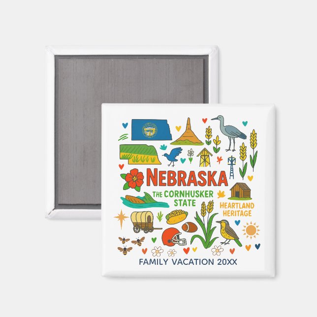Aimant Nebraska Family Trip Keepsake Custom (Recto/Verso)