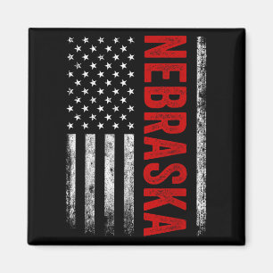 Aimant Nebraska Vintage Us Drapeau Américain Rétro Pour L