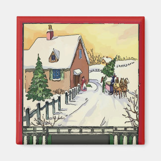 Aimant Neige de Noël Vintage