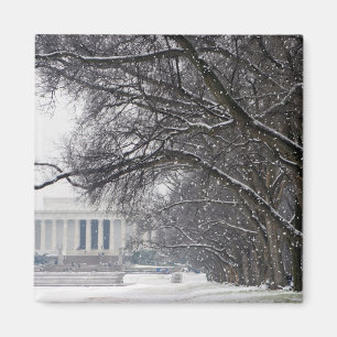 Aimant neige d'hiver du Lincoln Memorial