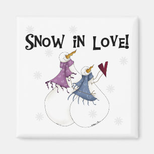 Aimant Neige en amour T-shirts et cadeaux Snowman
