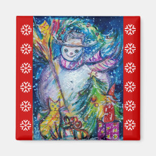 Aimant NEIGE, JOUETS, ARBRE DE NOËL Rouge Blanc Snowflake