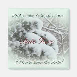 Aimant Neige sur Arbor Vitae Sauvez la date Mariage