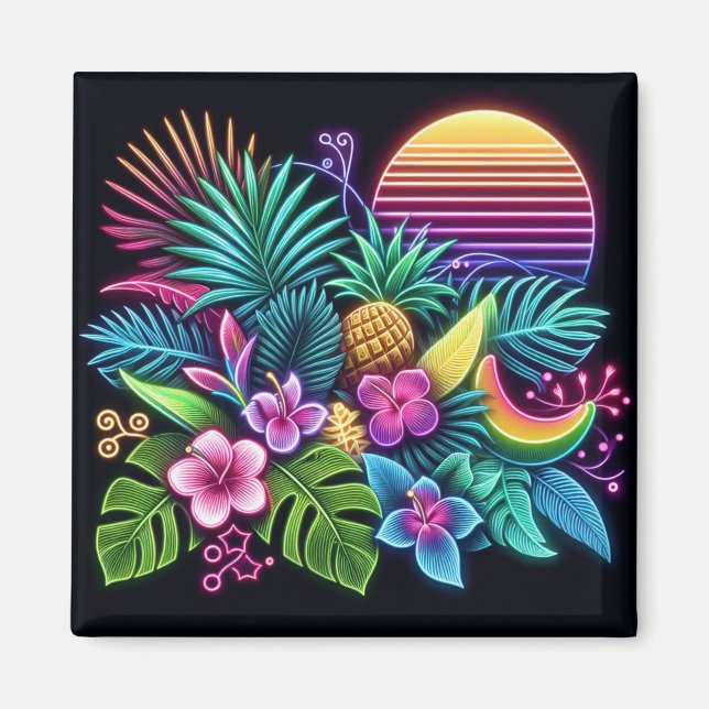 Aimant Néon coloré tropical/hawaïen (Devant)