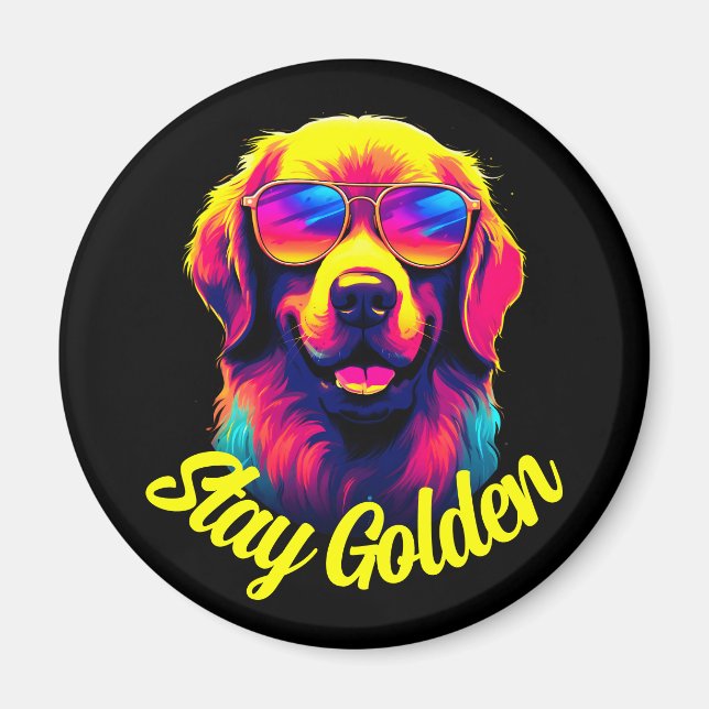 Aimant Neon Golden Retriever (Devant)