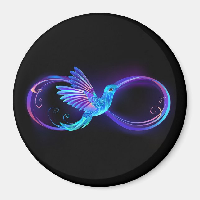 Aimant Neon Infinity Symbol with Glowing Hummingbird (Devant)