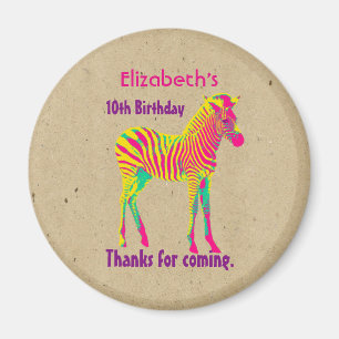 Aimant Neon Zebra Baby Animal Psychedelic Anniversaire Me
