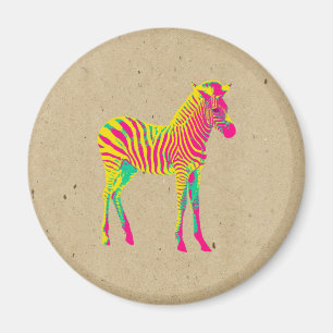 Aimant Neon Zebra Baby Animal Psychedelic mignon Funky