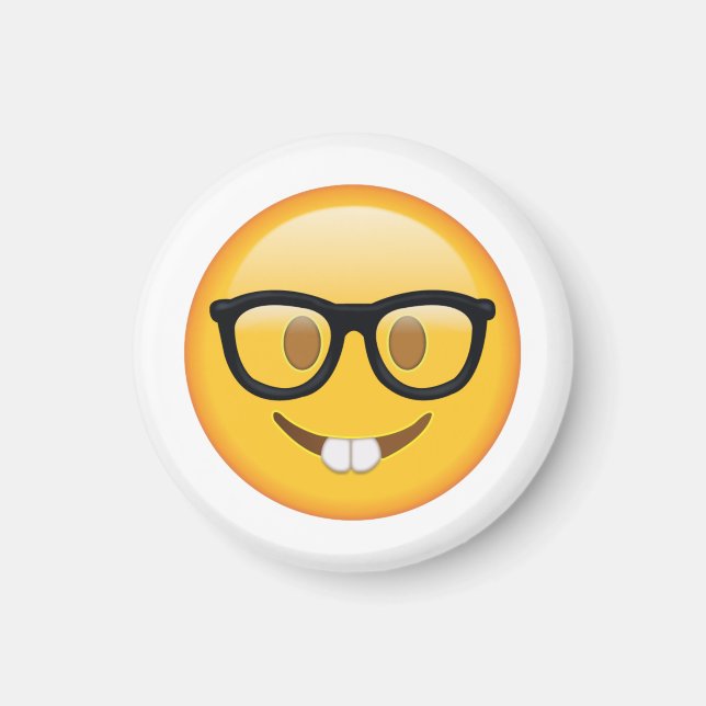 Aimant Nerd avec lunettes - Emoji (Devant)