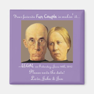 Aimant Nerdy Fun Couple Save-The-Date Mignonne Drôle