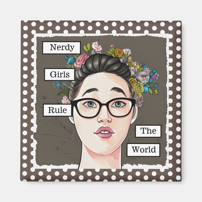 Aimant Nerdy Girls dirigent le monde (Devant)