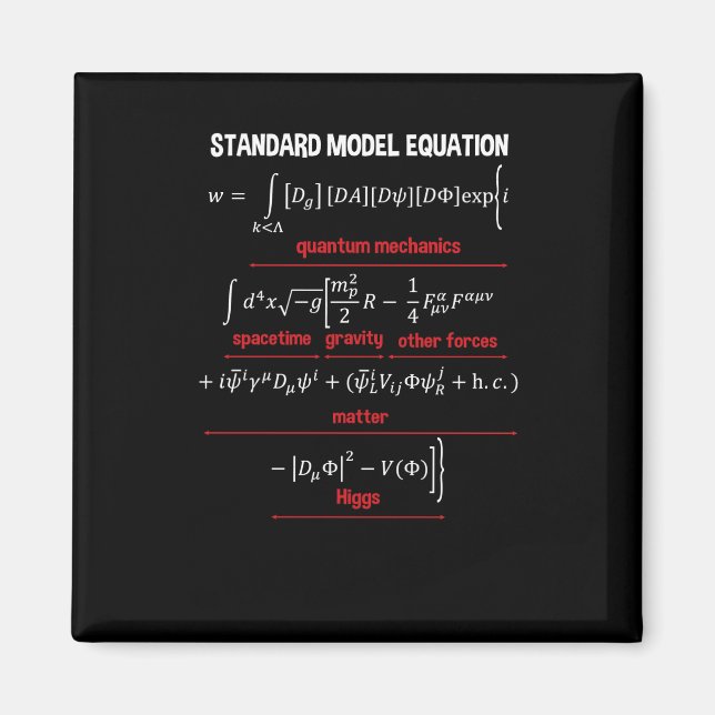 Aimant Nerdy Standard Model Equation - Cadeau Pour Physiq (Devant)