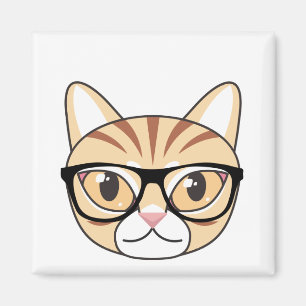 Aimant Nerdy Tabby Chat avec lunettes