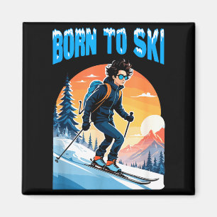 Aimant Nés pour skier lunettes de ski drôles montagne hiv