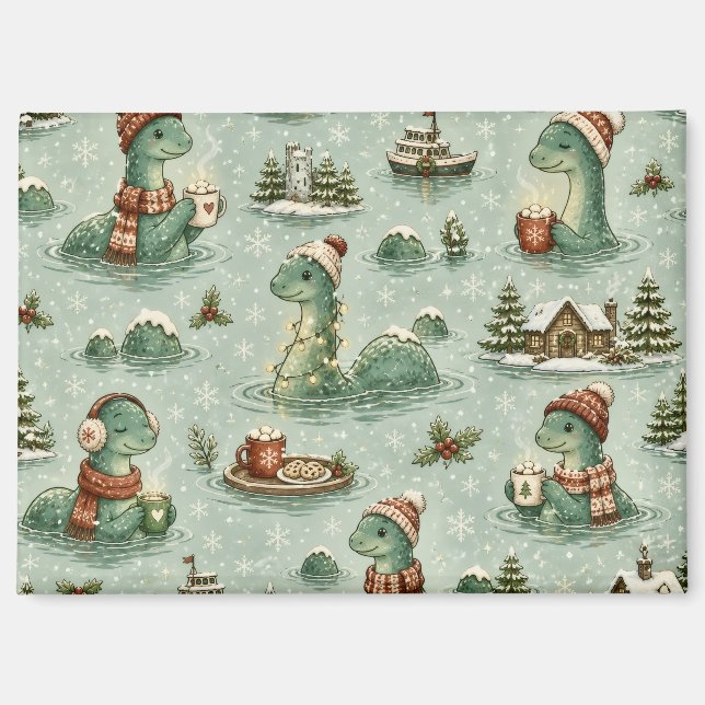 Aimant Nessie de Noël Monstre du Loch Ness Confortable Cr (Recto)