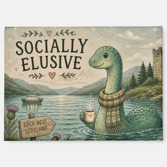 Aimant Nessie insaisissable socialement Cryptide cosy Loc (Recto)
