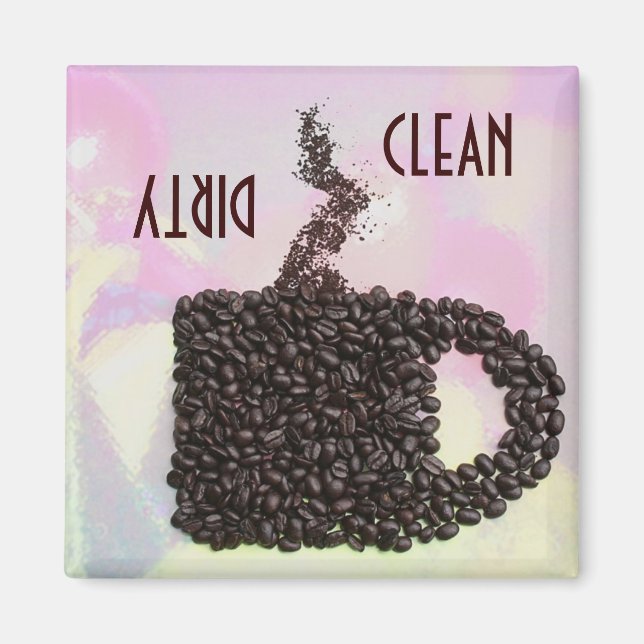 Aimant "NETTOYÉ / DIRTY" Café Bean Lave-vaisselle (Devant)