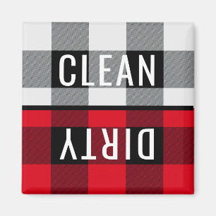 Aimant Nettoyer Lave-vaisselle Buffalo Check Plaid Carré