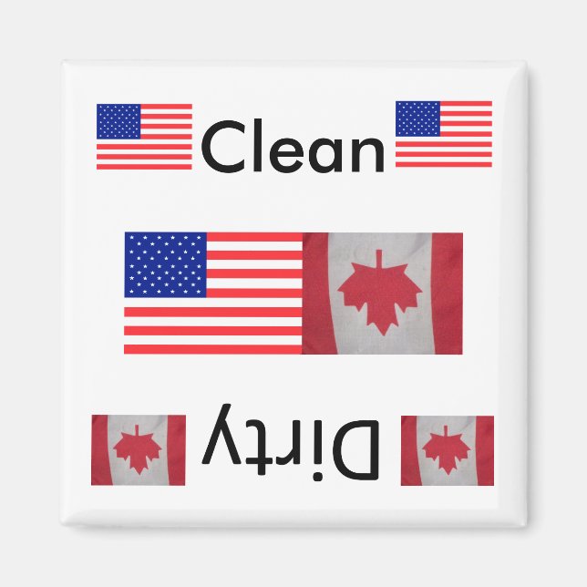 Aimant Nettoyer sale USA Canada drapeau Lave-vaisselle Ma (Devant)