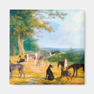 Aimant Neuf Greyhounds dans un paysage par Jacques-Lauren
