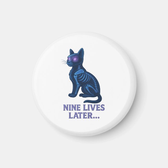 Aimant Neuf Vies Plus Tard – T-Shirt de Chat Drôle (Devant)