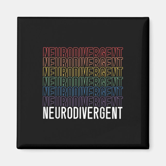 Aimant Neurodivergent Neurodiversité Rainbow Adhd Asd (Devant)