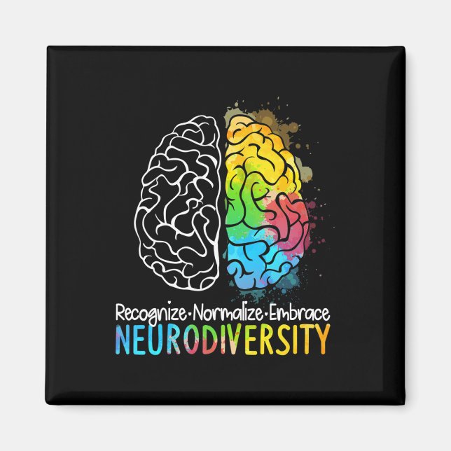 Aimant Neurodiversité Spectre Autisme Asd Adhd Rainbow Br (Devant)