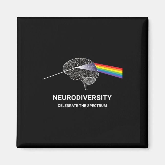 Aimant Neurodiversité Spectre Autisme Asd Adhd Rainbow Br (Devant)