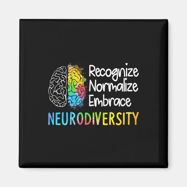 Aimant Neurodiversité Spectre Autisme Asd Adhd Rainbow Br (Devant)