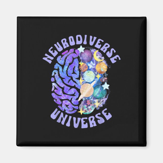 Aimant Neurodiversité Universelle Neurodiversité Cerveau  (Devant)