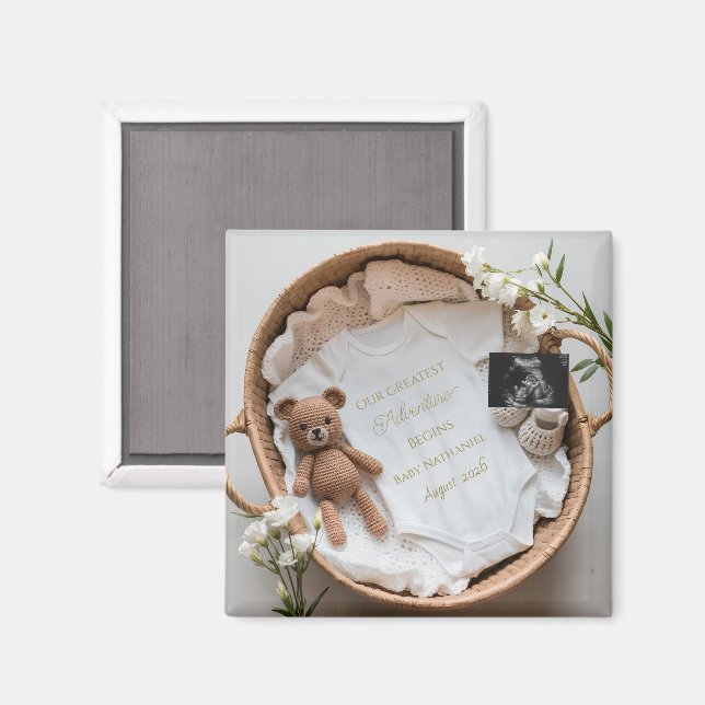 Aimant Neutral Baby Reveal Pregnancy announcement gift (Recto/Verso)