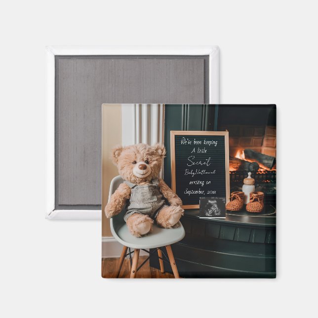 Aimant Neutral modern minimal pregnancy announcement gift (Recto/Verso)