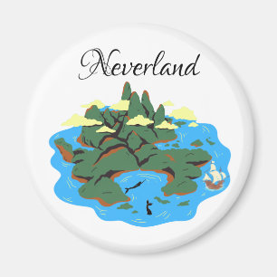 Aimant Neverland Island avec sirènes et bateau pirate